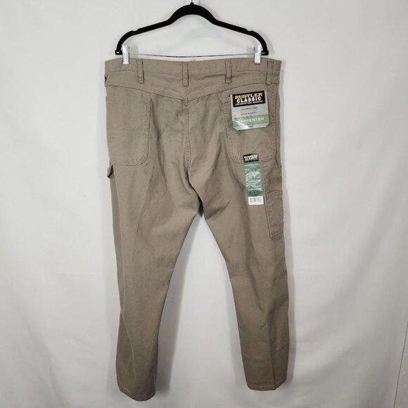 Wrangler Rustler Men's Canvas Carpenter Straight Leg Jeans in Khaki - Size 40x30 - Picture 6 of 11